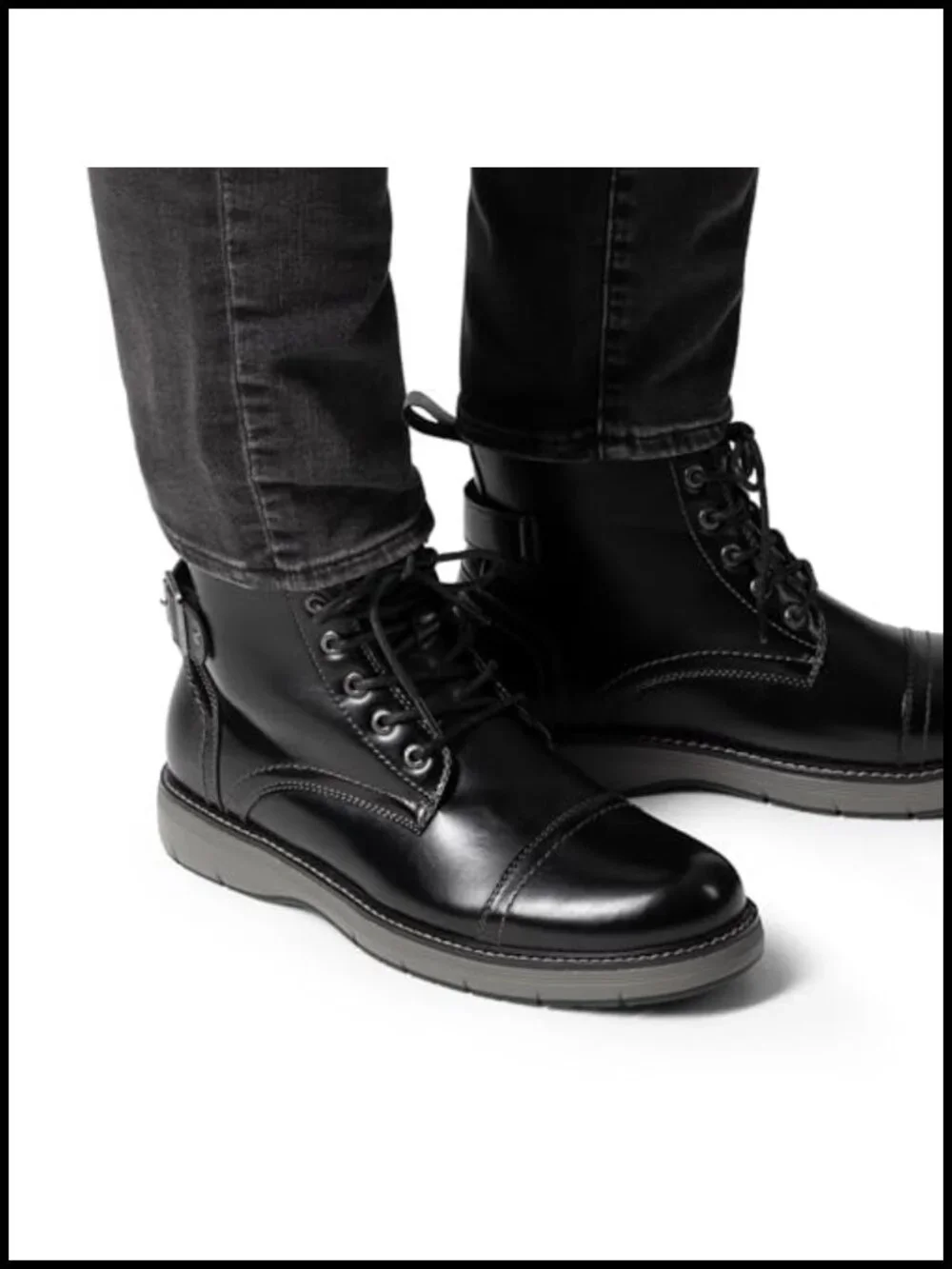 Men's Motorcycle Combat Boots Lace-Up Casual Dress Biker Boots